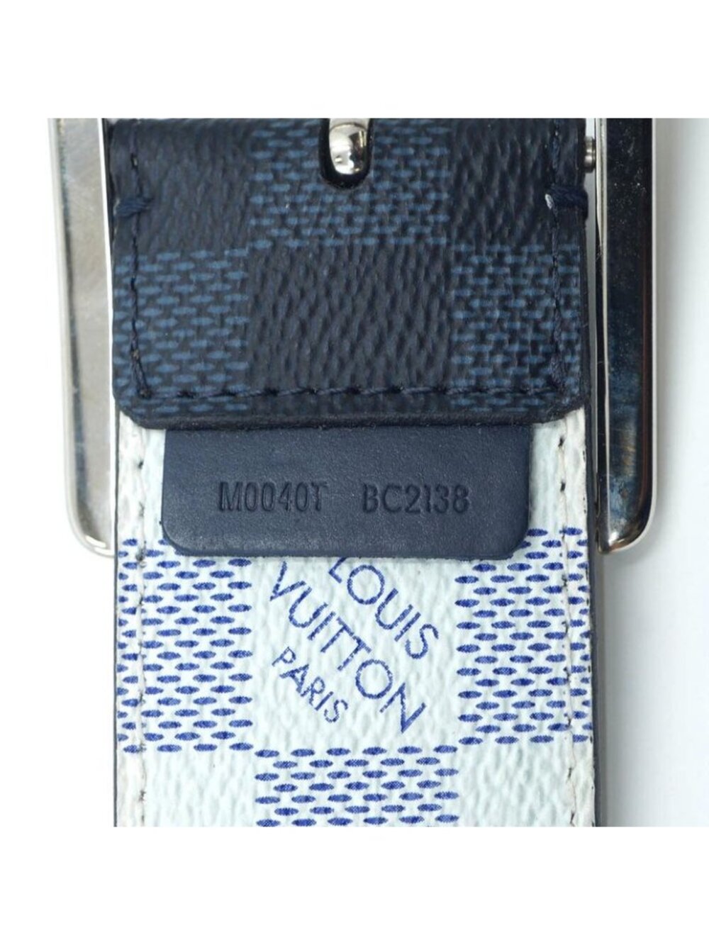 Louis Vuitton Ceinture Reverse Damier Belt All Over Pattern Leather Blue Black - Picture 8 of 10